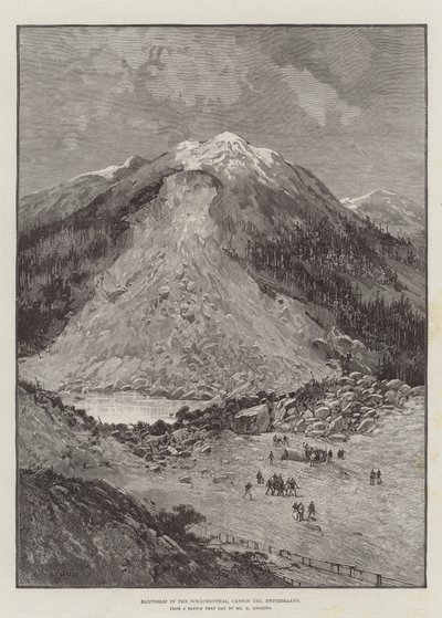 Frana nella Schachenthal, Canton Uri, Svizzera da Charles Auguste Loye